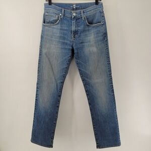 7 For All Mankind The Straight Jeans Mens 30 Blue Medium‎ Wash Denim Stretch